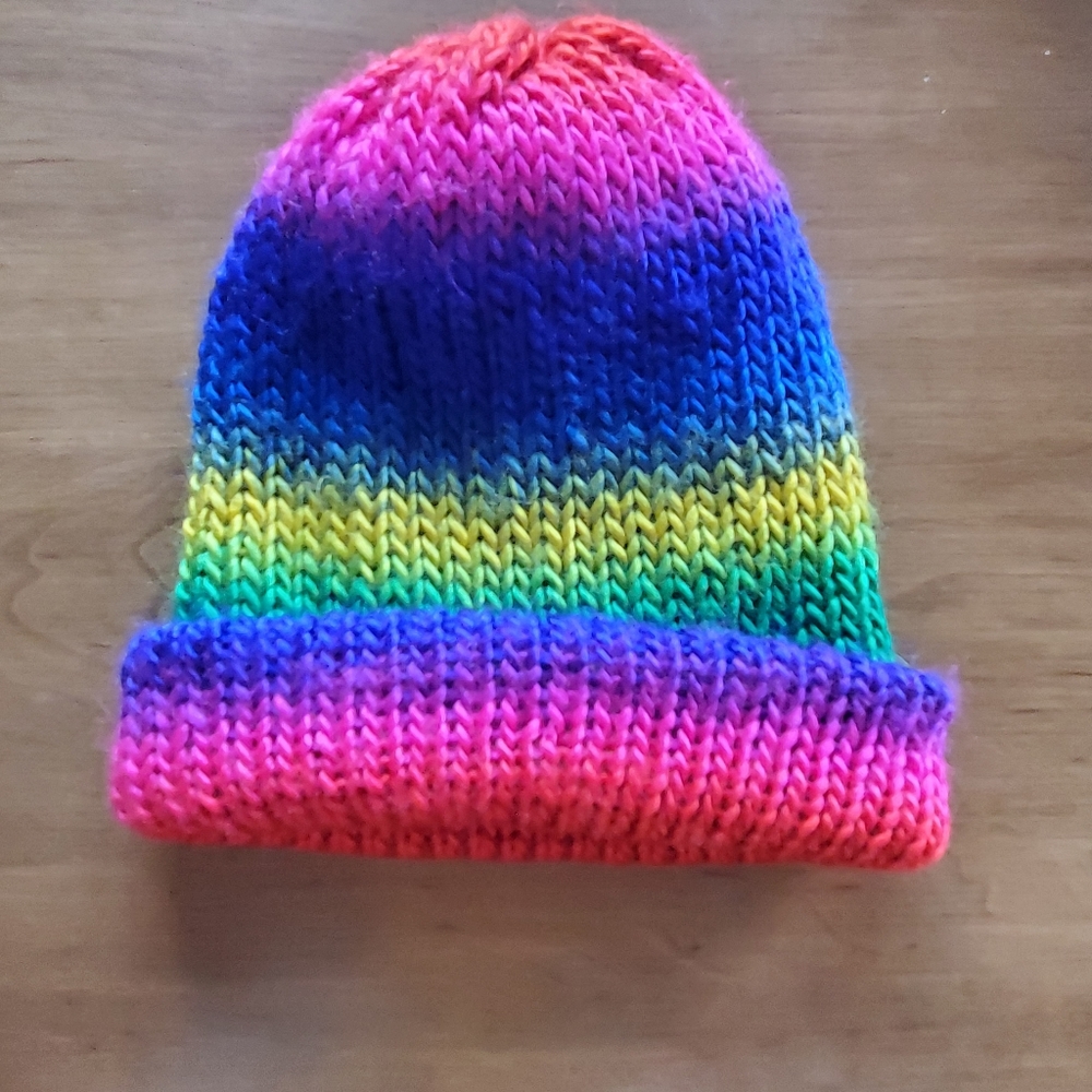 Reversible hand knit beanie